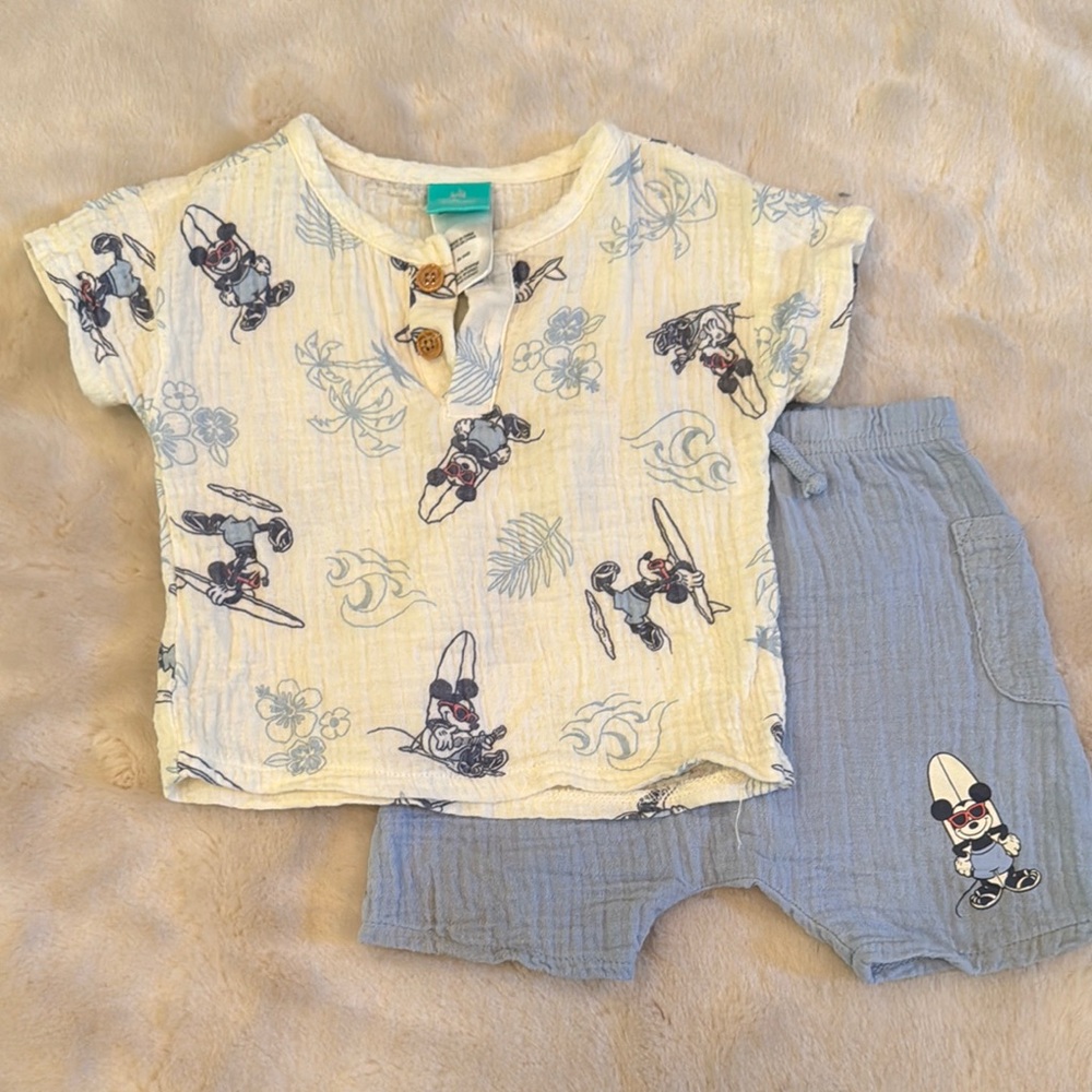 Disney Baby Cream and Blue Outfit